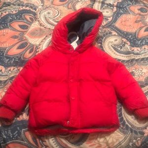 Red toddler coat for boys.